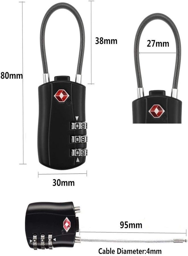 YSSHUI TSA Luggage Locks, Digit Combination Padlockss and Steel Cable Combination Travel Security Lock, Coded Lock for Suitcases,Travel Bag, Suit Case, Gym, Bike Locks (TSA Luggage Locks -4) - Image 3
