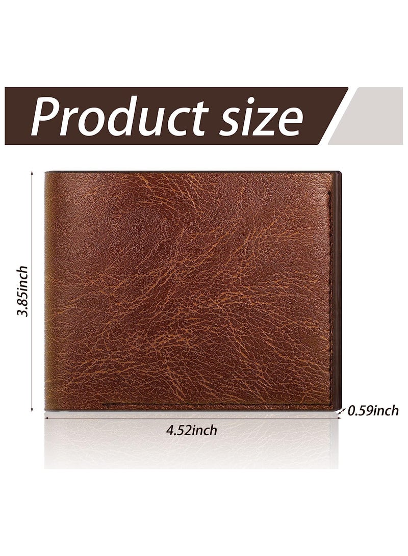 KASTWAVE Men's PU Leather Wallet, Slim Bifold Wallet Set, with ID Windows and 6 Card Slots, Gifts for Husband Son Grandpa Boyfriend, 12 Pcs (Brown) - Image 5