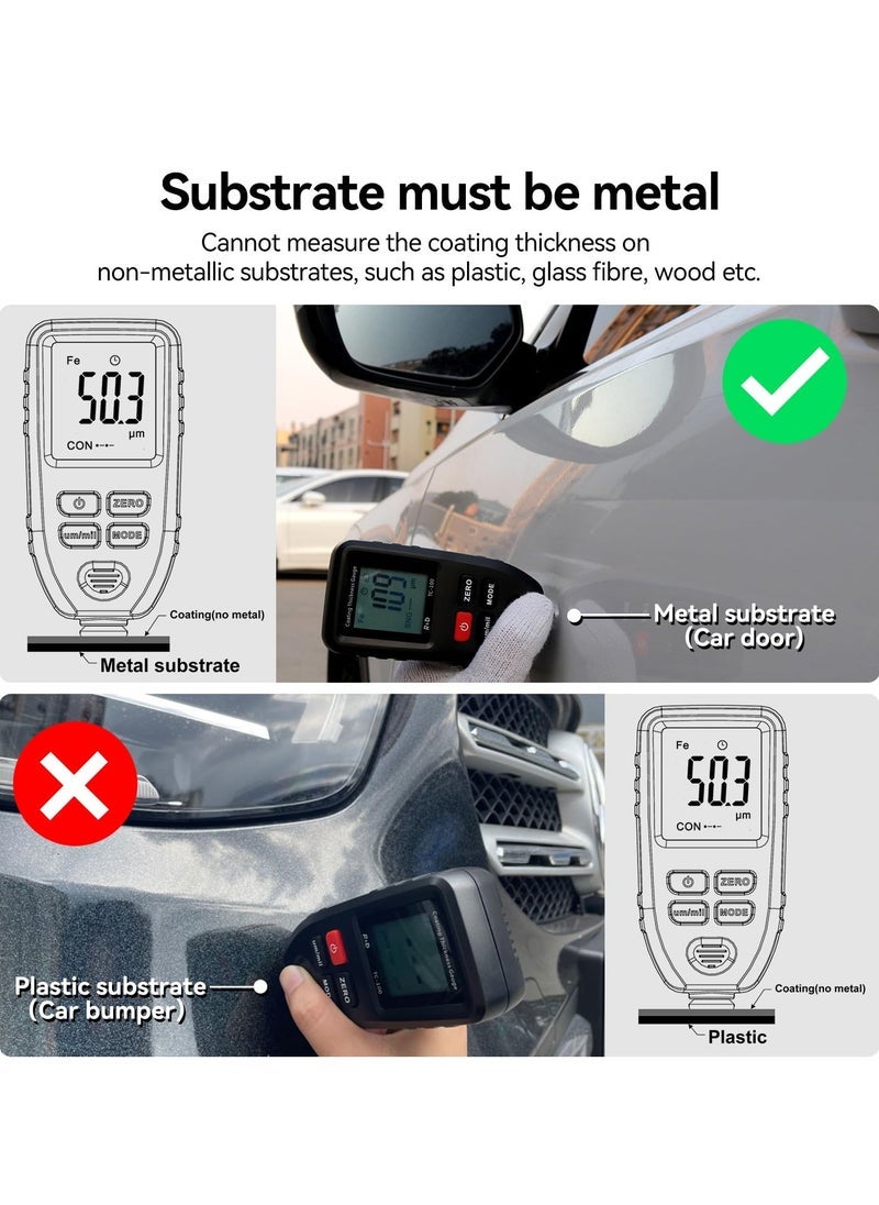 Loquat Paint Mil Thickness Meter Gauge TC100 for Used Car Buyers, Check The Car’s Original Coating - Image 3