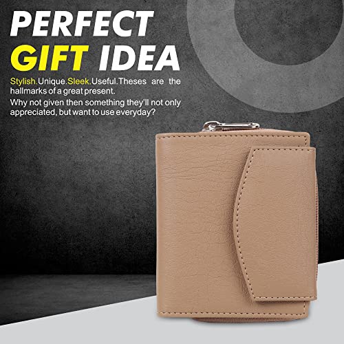 SAMTROH Women's PU Leather Zipper Coin Pocket Wallet | 3 Card Slots, 1 ID Slot, 2 Currency Compartments, Secret Pocket & Zipper Coin Holder | Compact Stylish Wallet for Women and Girls (Beige) - Image 5