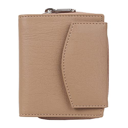 SAMTROH Women's PU Leather Zipper Coin Pocket Wallet | 3 Card Slots, 1 ID Slot, 2 Currency Compartments, Secret Pocket & Zipper Coin Holder | Compact Stylish Wallet for Women and Girls (Beige) - Image 1