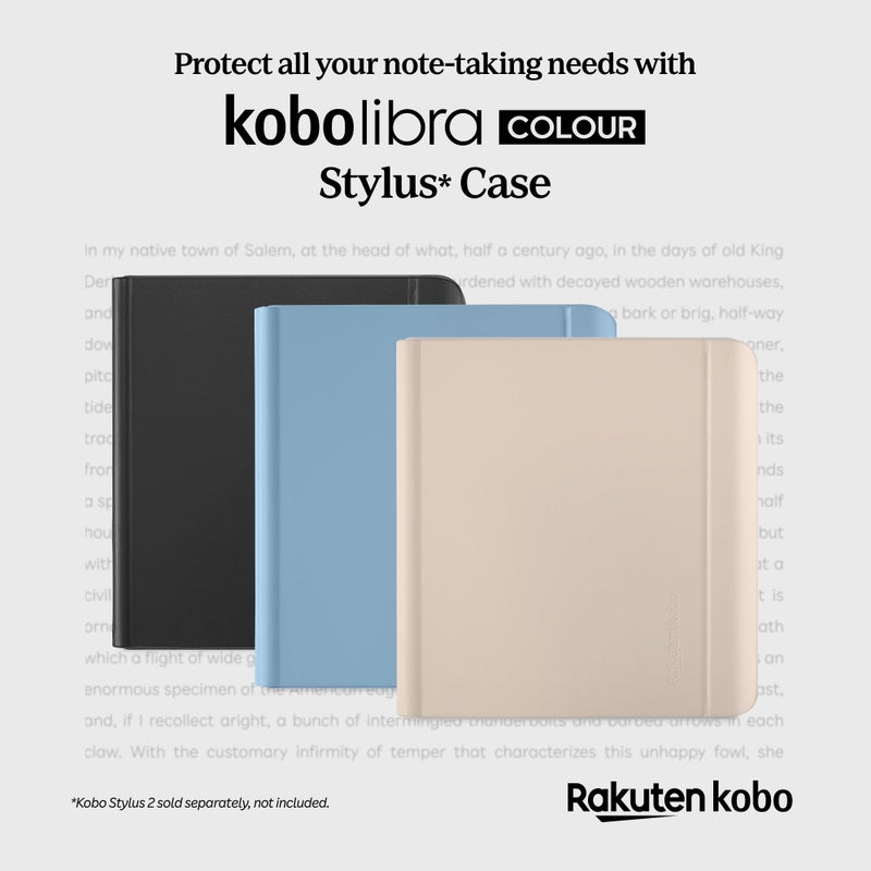 Kobo Libra Colour SleepCover Case | Dusk Blue Stylus Notebook | Sleep/Wake Technology | Built-in 2-Way Stand | Vegan Leather | Compatible with 7â€ Kobo Libra Colour eReader - Image 3