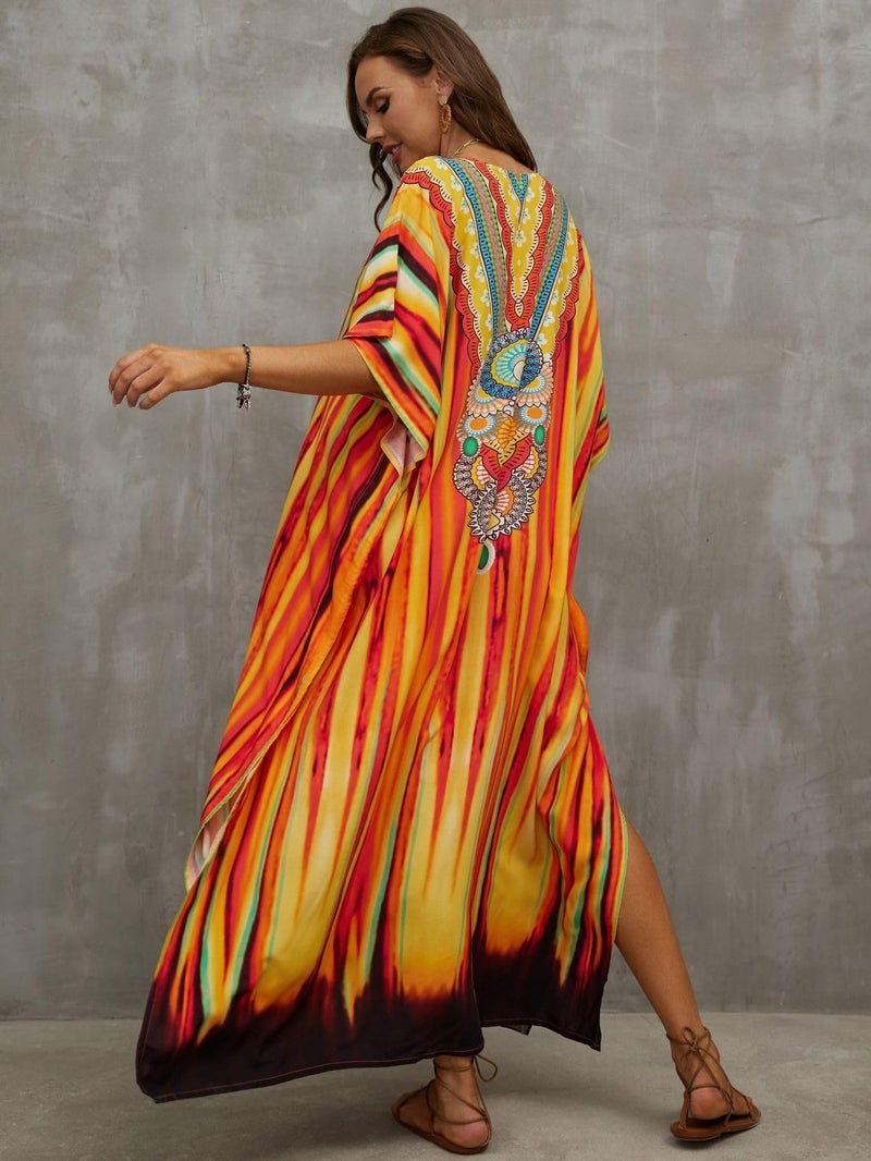 IMAGEKOPE Kaftan Dresses for Women Plus Size Bathing Suit Cover up Caftan Maxi Beach Dresses - Image 3