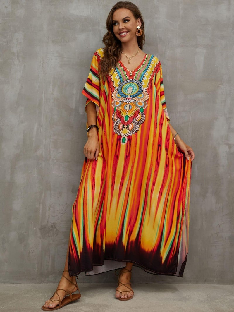 IMAGEKOPE Kaftan Dresses for Women Plus Size Bathing Suit Cover up Caftan Maxi Beach Dresses - Image 2