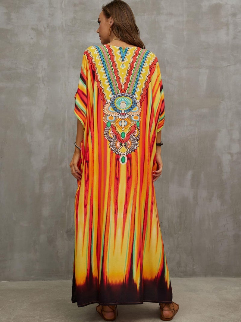 IMAGEKOPE Kaftan Dresses for Women Plus Size Bathing Suit Cover up Caftan Maxi Beach Dresses - Image 4