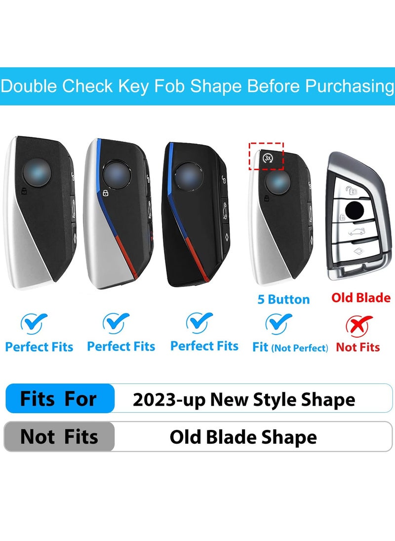 SYOSI - Leather Key Fob Cover for BMW Models 2023-2024, Compatible with 5/7 Series, 740i, 760i, X1, X5, X6, X7, XM, iX, iX3, i5, i7, Key Fob Case for BMW Includes Key Ring, Black - Image 1