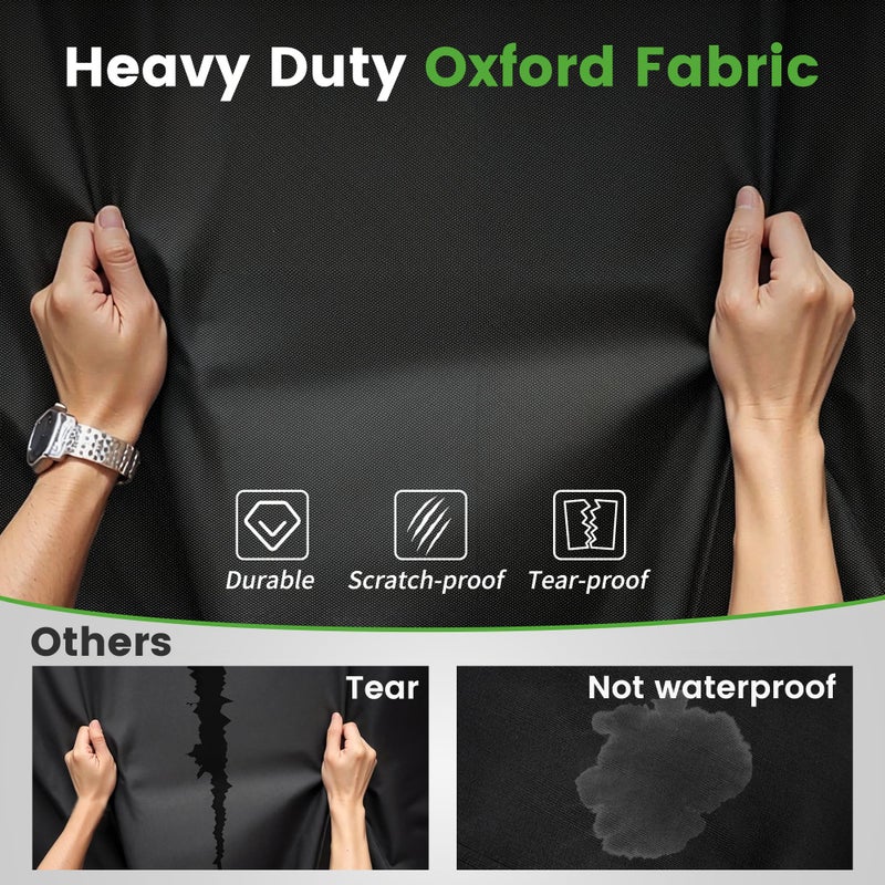 10L0L 2/4/4+2 Passenger Golf Cart Cover Fits for Yamaha EZGO Club Car, 420D Waterproof Durable Polyester Golf Cart Cover with Three Zipper Doors Windproof Sunproof - Black - Image 5