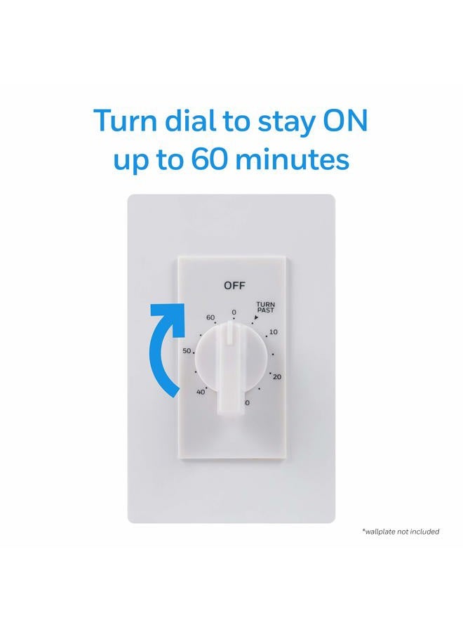 UltraPro 60-Minute In-Wall Spring Wound Countdown Timer Switch, Mechanical Timer for Lights, Bathroom & Exhaust Fans, No Neutral Wire Required, White, 41081 - Image 5