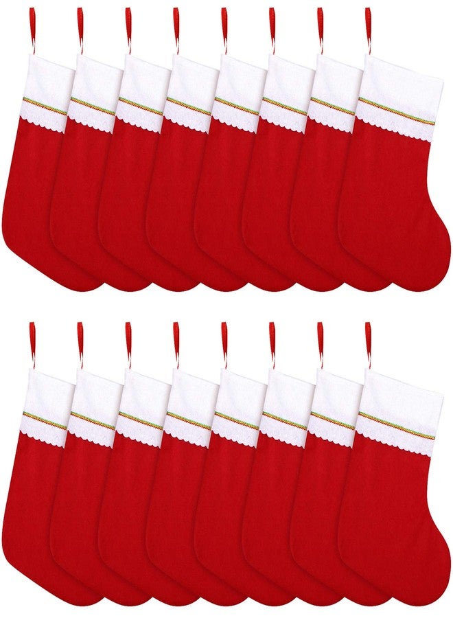 Cooraby 16 Pack Red Felt Christmas Stockings 15 Inches Xmas Fireplace Hanging Stockings Holiday Decorations Stockings for Christmas Decorations - Image 1