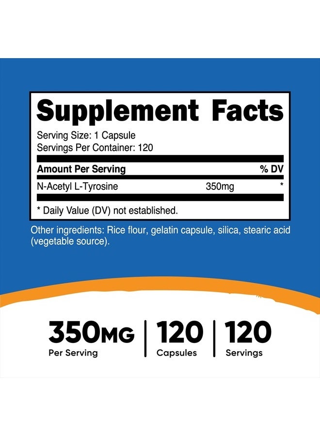 Nutricost N-Acetyl L-Tyrosine (NALT) 350mg, 120 Capsules - Gluten Free, Non-GMO - Image 2