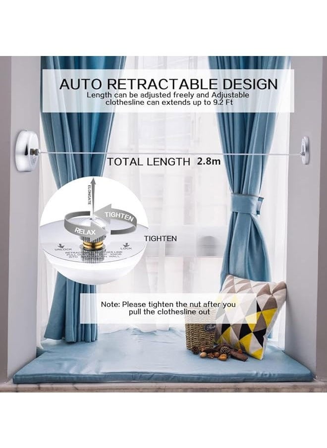BOUND MOAT Clothes Dryer With Adjustable Rope String Retractable Clothesline Heavy Duty Clothes Line Clothes Hanging Dryer Rope String Laundry Clothing Line for Bathroom Hotels  - Image 2