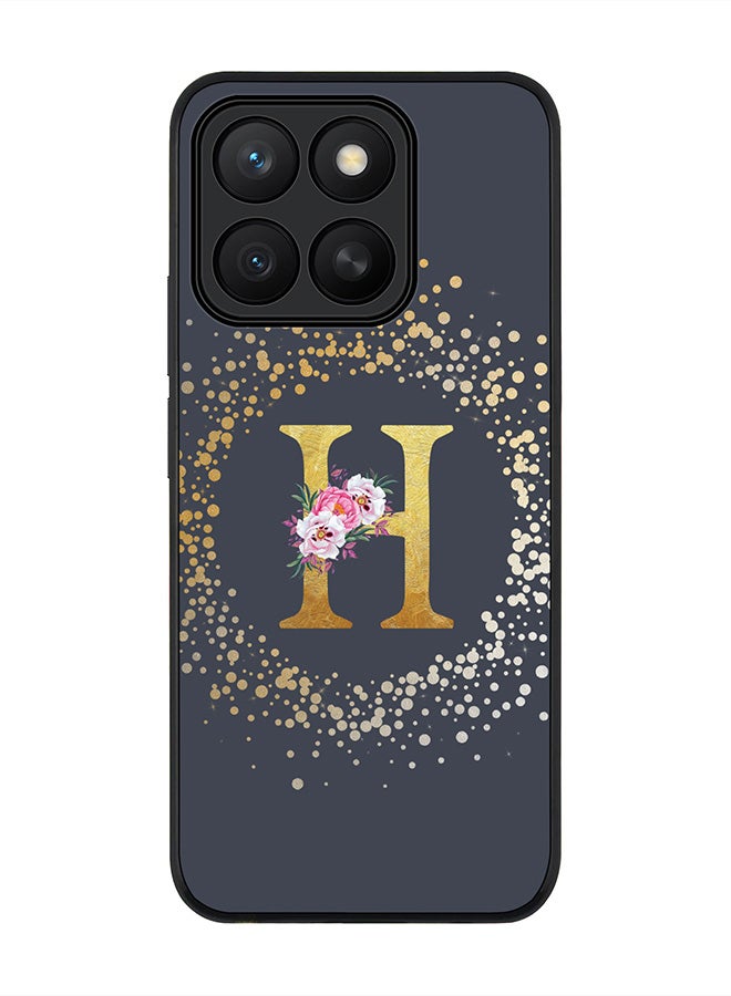 Stylizedd For Honor X8c Case,Slim fit Camera Protection, Shockproof Thin Phone cover  - Custom Monogram Floral - H  (Grey )