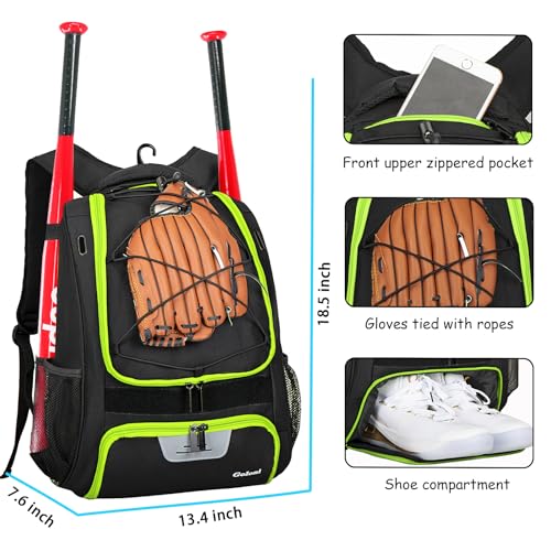 Goloni | Baseball Backpack Bag For Adult and Youth Baseball & Softball Equipment Bags Bat bag | shoes compartment & Fence Hook - Image 3