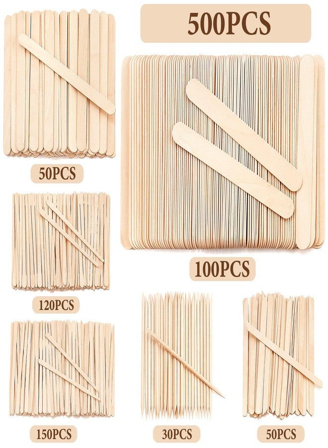 EWVVSS 6 Style 500 Pcs Wax Sticks Assorted Wax Applicator Sticks For Body Legs Face With Small Medium Large Sizes Wood Popsicle Sticks For Waxing Or Craft Sticks - Image 3