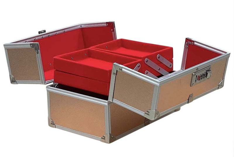 ADSON Professional Beauty Makeup Box 17.78 Cms Make Up Cosmetic Vanity Box/Case (Rose Gold) - Image 3