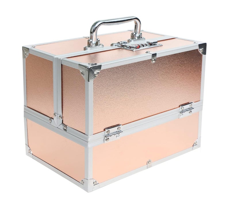 ADSON Professional Beauty Makeup Box 17.78 Cms Make Up Cosmetic Vanity Box/Case (Rose Gold) - Image 2