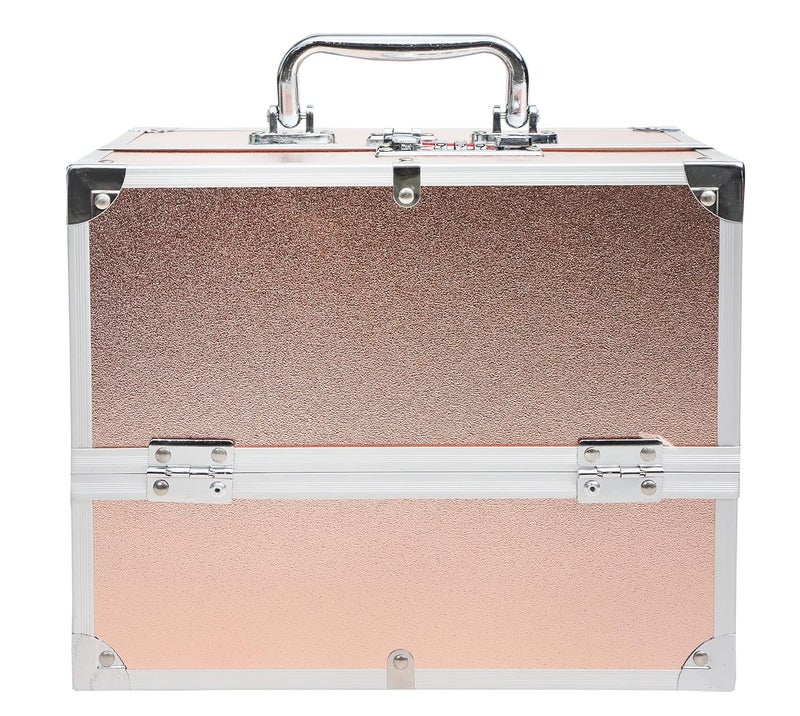 ADSON Professional Beauty Makeup Box 17.78 Cms Make Up Cosmetic Vanity Box/Case (Rose Gold) - Image 1
