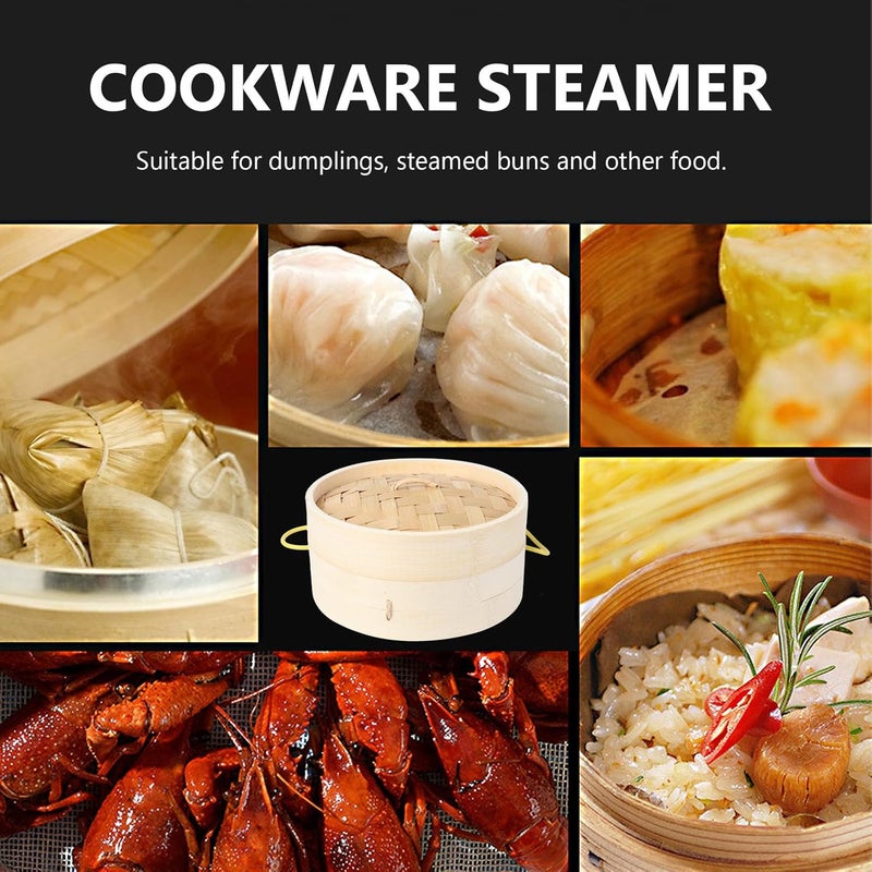 Multi-use well-engineered build SEWACC Steamer Basket 18cm with Handles, round Food Steamer for Dumplings and Buns, 2pcs Kitchen Cookware Set for Home Dim Sum Cooking Precision polished solid material - Image 5