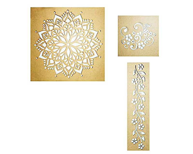 300Sparkles Mandala Rangoli Stencil Set of 3 Pcs Diwali Decoration for Floor and Festive Home Decoration Durable and Multi Purpose Rangoli Stencil COMBO01 - Image 1