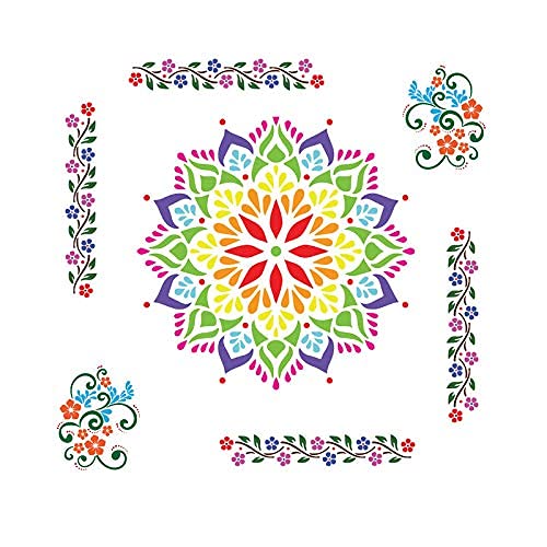 300Sparkles Mandala Rangoli Stencil Set of 3 Pcs Diwali Decoration for Floor and Festive Home Decoration Durable and Multi Purpose Rangoli Stencil COMBO01 - Image 3