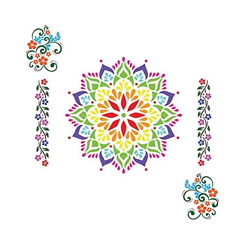 300Sparkles Mandala Rangoli Stencil Set of 3 Pcs Diwali Decoration for Floor and Festive Home Decoration Durable and Multi Purpose Rangoli Stencil COMBO01 - Image 4