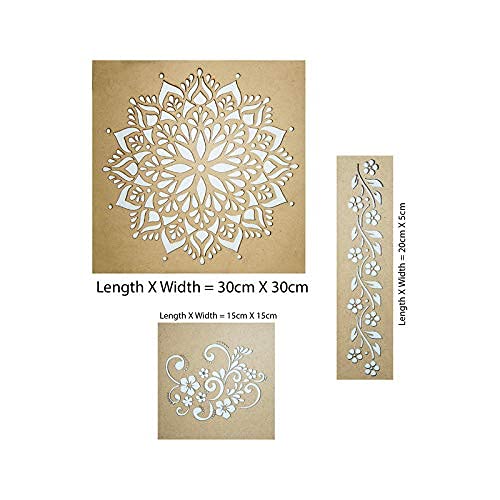 300Sparkles Mandala Rangoli Stencil Set of 3 Pcs Diwali Decoration for Floor and Festive Home Decoration Durable and Multi Purpose Rangoli Stencil COMBO01 - Image 2
