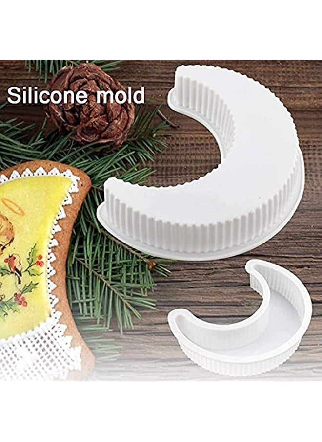 BGM - 3D Moon Shape Silicone Cake Mold, Eid Mubarak Ramadan Cake Mold, Crescent Mousse Cake Bread Mould For Kitchen Baking - Image 1