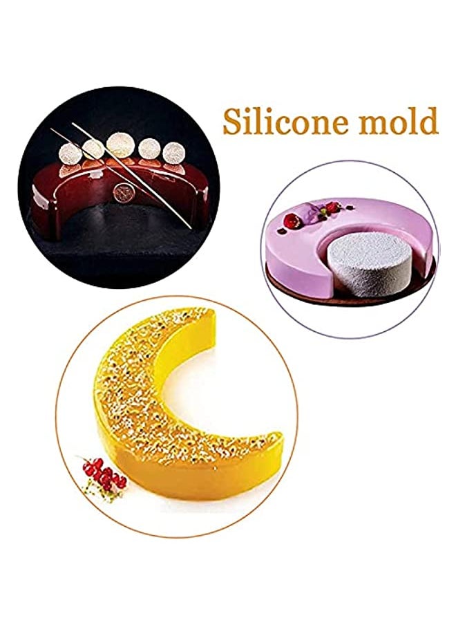 BGM - 3D Moon Shape Silicone Cake Mold, Eid Mubarak Ramadan Cake Mold, Crescent Mousse Cake Bread Mould For Kitchen Baking - Image 1