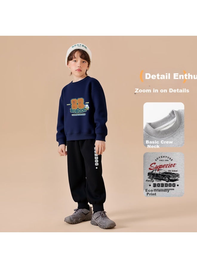 Bobdog Boys' Hoodie Set Winter Casual Pullover Top And Straight-leg Sweatpants For Older Kids - Image 3