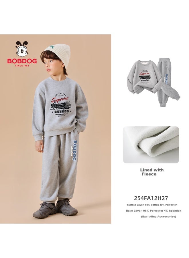 Bobdog Boys' Hoodie Set Winter Casual Pullover Top And Straight-leg Sweatpants For Older Kids - Image 1