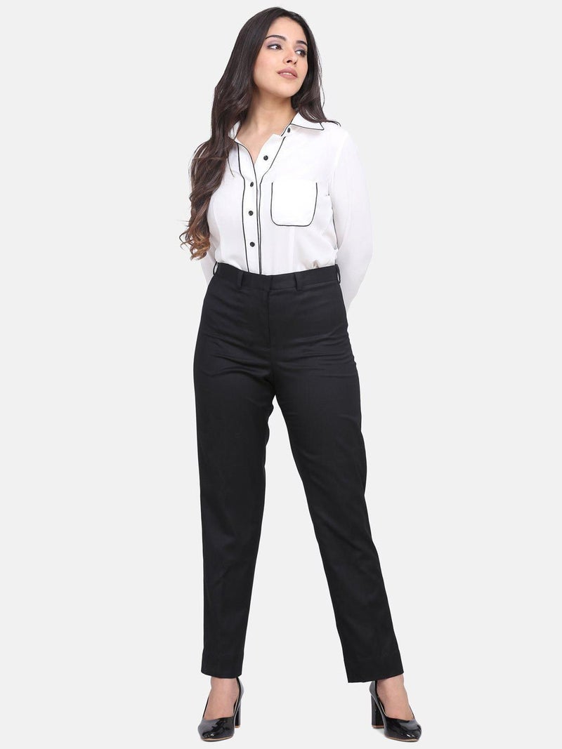 Powersutra Poly Cotton Formal Trouser - Black for Women - Image 5