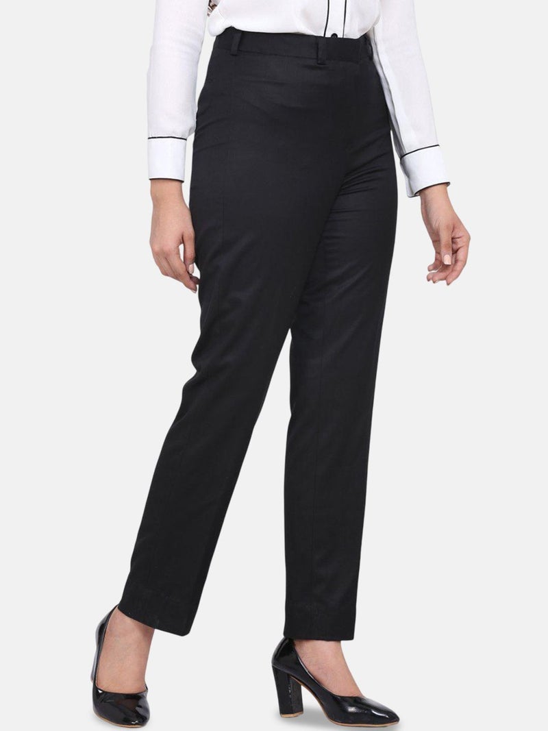 Powersutra Poly Cotton Formal Trouser - Black for Women - Image 2