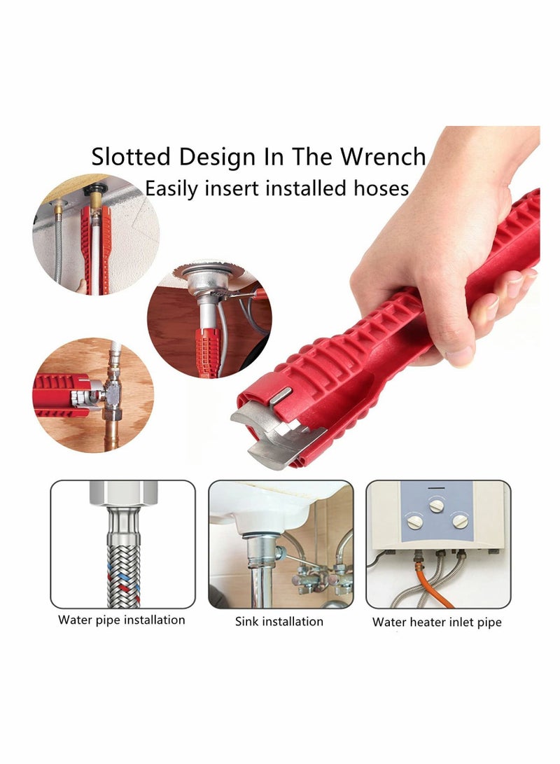 Faucet and Sink Installer, 8 in 1 Multifunctional Wrench Tool Double Head Installer Water Pipe Spanner Tackle - Image 2