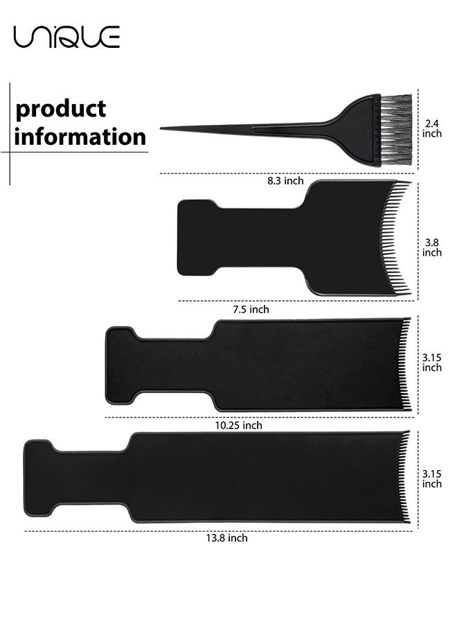 Unique 4Pcs Highlighting Board and Brush Kit Flat Top Paddle Board Comb Hair Highlighting Sectioning Comb Set Hair Coloring Brush，3Pcs Tinting Paddles 1Pcs Hair Coloring Brush - For Hair Dye & Salon Uses - Image 2