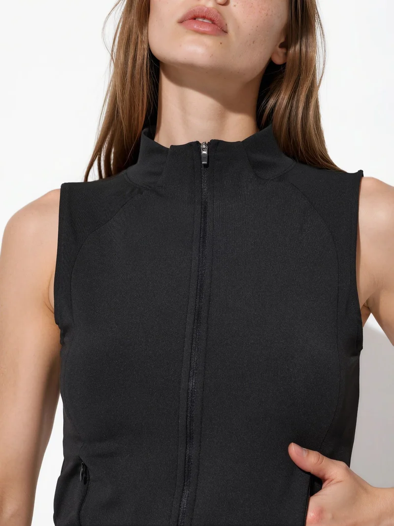 Hiccup Black Fitted Turtleneck Sleeveless Active Top for Women | Best Price UAE