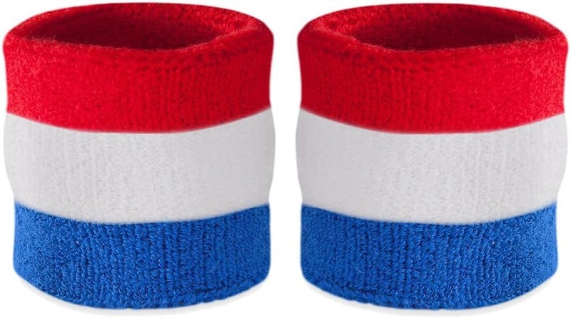 Suddora Striped Wristbands, Wrist Sweatbands for Men & Women, Moisture-Wicking Thick Cotton Bands for Working Out, Gymnastics, Basketball, Tennis, Football, 4-inch, Pair - Image 1