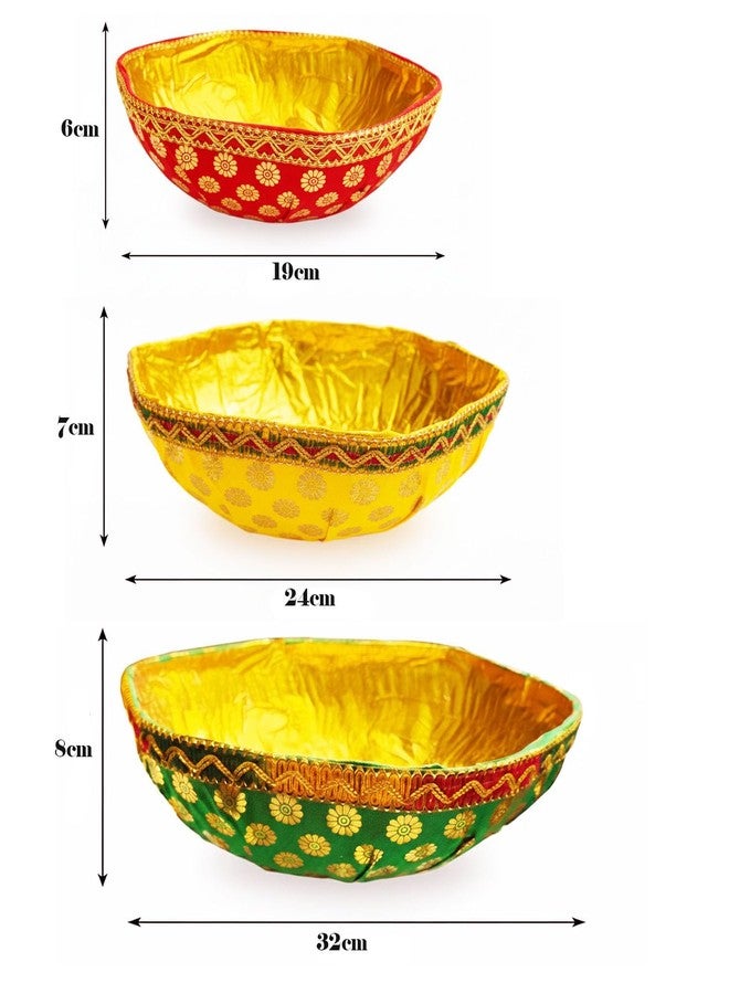 RED WIND Decorative Hexagonal Bamboo Baskets – Pack of 6 –with Fabric & Gold Inner Lining – Assorted Sizes(Small, Medium & Big,(2pc each))|Baskets for Hampers,Return Gifts & Festivals - Image 2