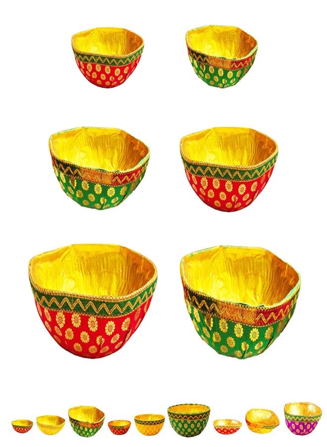 RED WIND Decorative Hexagonal Bamboo Baskets – Pack of 6 –with Fabric & Gold Inner Lining – Assorted Sizes(Small, Medium & Big,(2pc each))|Baskets for Hampers,Return Gifts & Festivals - Image 1