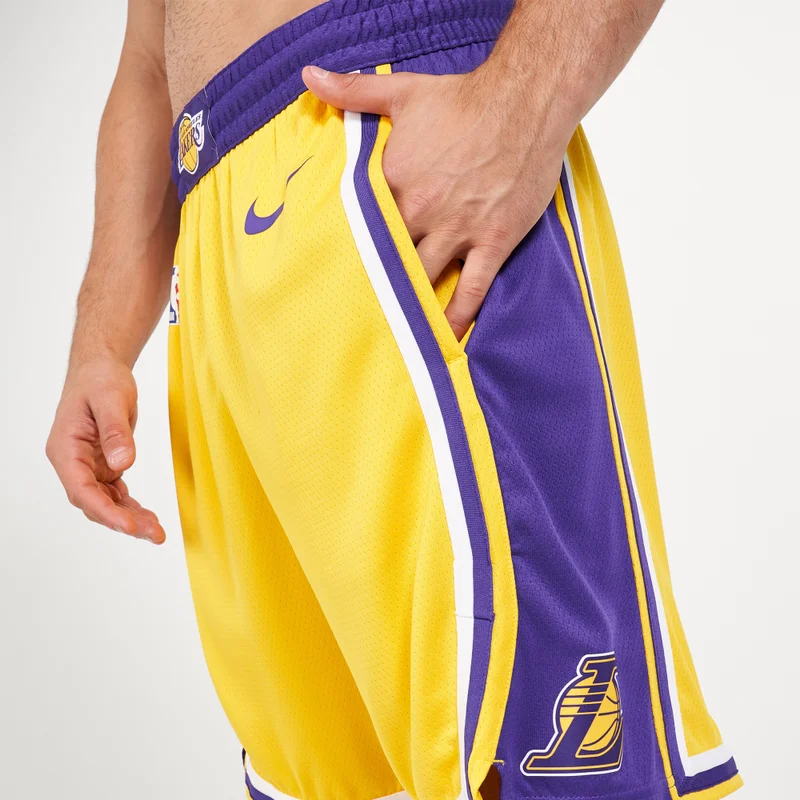 Nike Yellow NBA Los Angeles Lakers Road 18 Swingman Shorts for Men | Best Price UAE