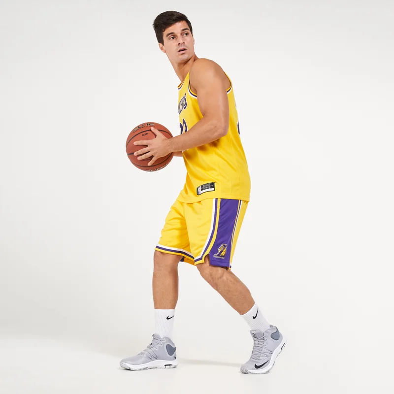 Nike Yellow NBA Los Angeles Lakers Road 18 Swingman Shorts for Men | Best Price UAE