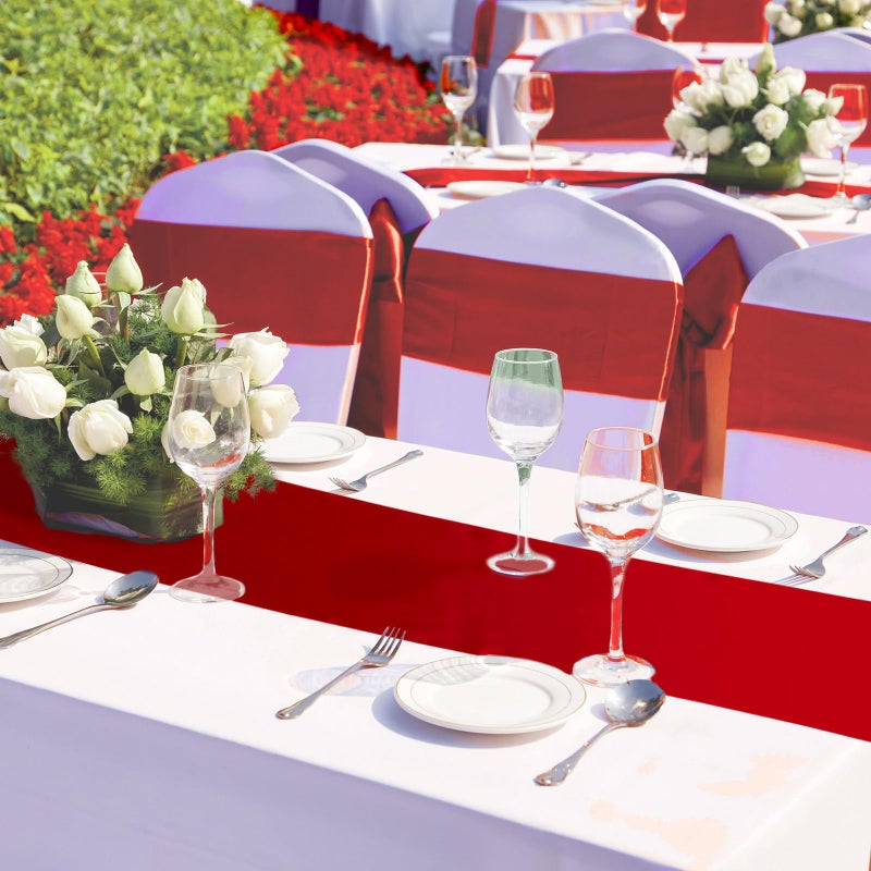 Bencailor 24 Pcs Red Satin Table Runner Bulk 12 x 108 Inches Long Table Runners Bright Smooth Fabric Tablecloth for Wedding Banquet Birthday Valentines St Patrick's Day Party Decorations - Image 4