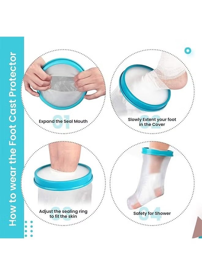 غطاء جبيرة الساق المقاوم للماء بنسبة 100% للاستحمام، قابل لإعادة الاستخدام لأكياس الجبيرة الجراحية للساق والقدم (كاحل الكبار) - Image 5