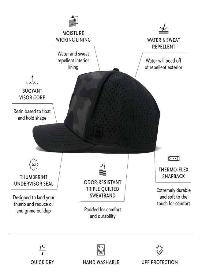melin Odysea Brick Hydro, Olive Camo Midnight, Performance Snapback Hat, Water-Resistant Baseball Cap for Men & Women, Medium-Large - Image 2