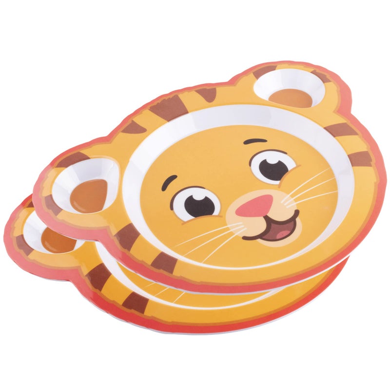 SCS Direct 2 Daniel Tiger Mealtime Feeding Plates - Cute Compartment Dishes with Deep Sides for Kids - Divided Sections for Healthy Eating Habits, Melamine, BPA Free, Dishwasher Safe, Break Resistant - Image 1