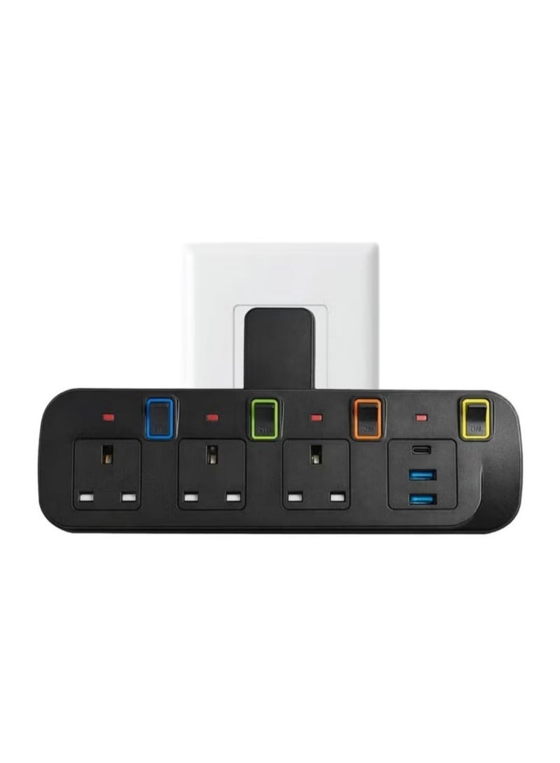 Wall Power Adapter with 3 Outlets and 2 USB Ports – Built-in Fuse Protection, Non-Blocking Design, Overload and Short Circuit Safe Socket for Home Devices - Image 2