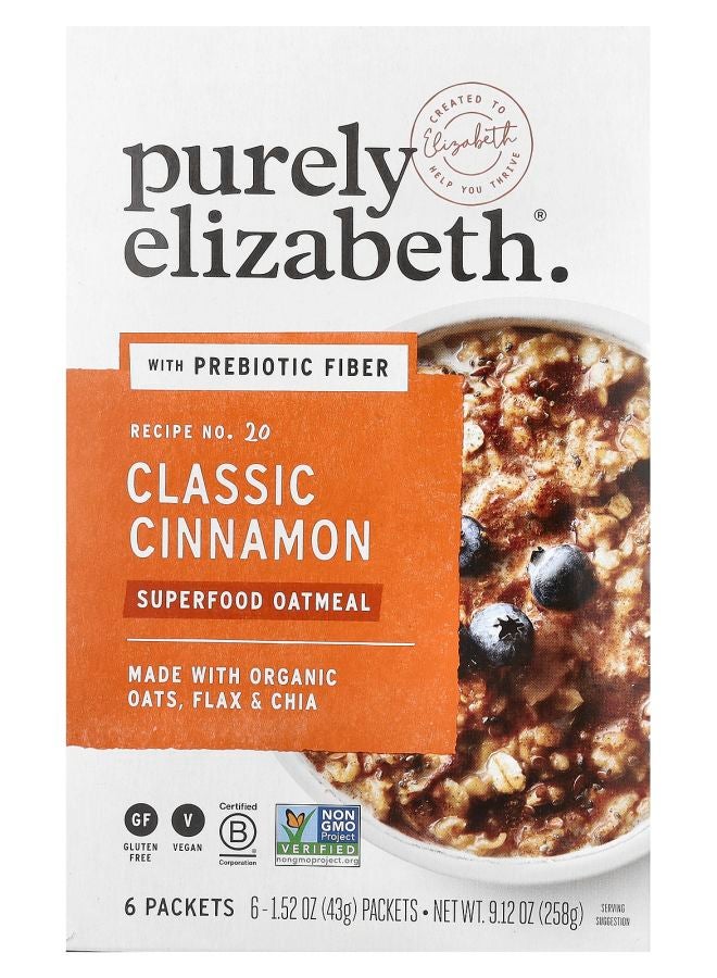 Superfood Oatmeal With Prebiotic Fiber Classic Cinnamon 6 Packets 1.52 oz (43 g) Each