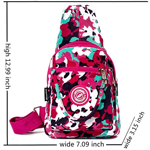 Chrysansmile Sling Bag for Women Men Nylon Crossbody Bags Fanny Packs Pink Print Small Backpack for Travel Hiking - Image 3