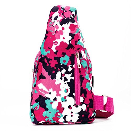 Chrysansmile Sling Bag for Women Men Nylon Crossbody Bags Fanny Packs Pink Print Small Backpack for Travel Hiking - Image 2