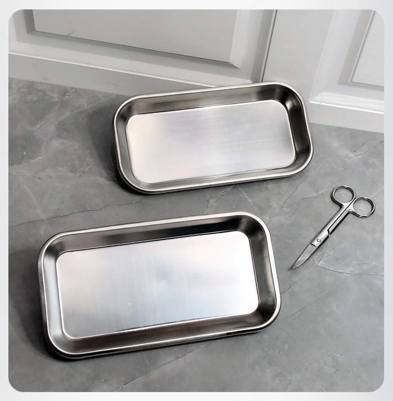 LabAider 3 Pack Professional Medical Surgical Stainless Steel Dental Procedure Tray Thickening Lab Instrument Tools Trays -Flat Type (8.6" * 4.3" * 0.8", 3) - Image 4