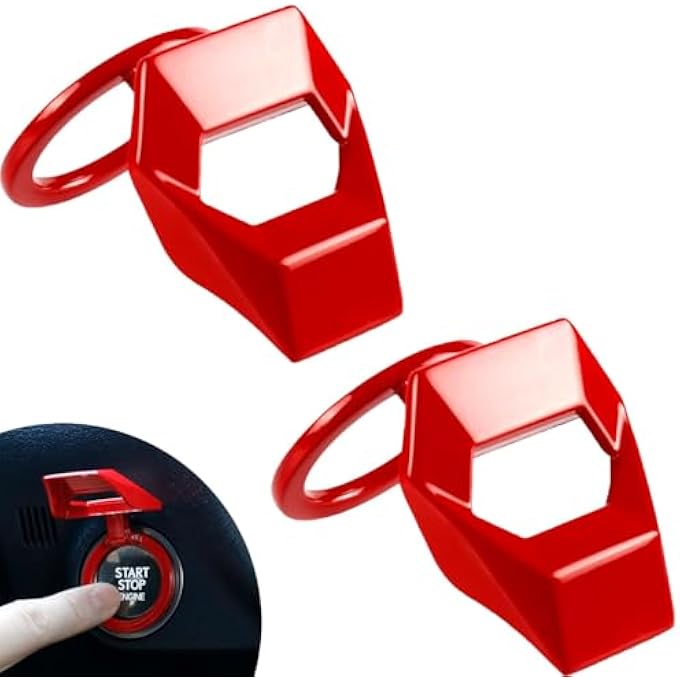 أكس سبرينج غطاء زر تشغيل السيارة بالضغط، قطعتين، غطاء حماية لمفتاح تشغيل السيارة بالضغط، مصنوع من سبائك الزنك العالمي، للتحكم في طاقة السيارة، مناسب لسيارة سيفيك Crv Xrv Challenger Charger Chr - Image 1